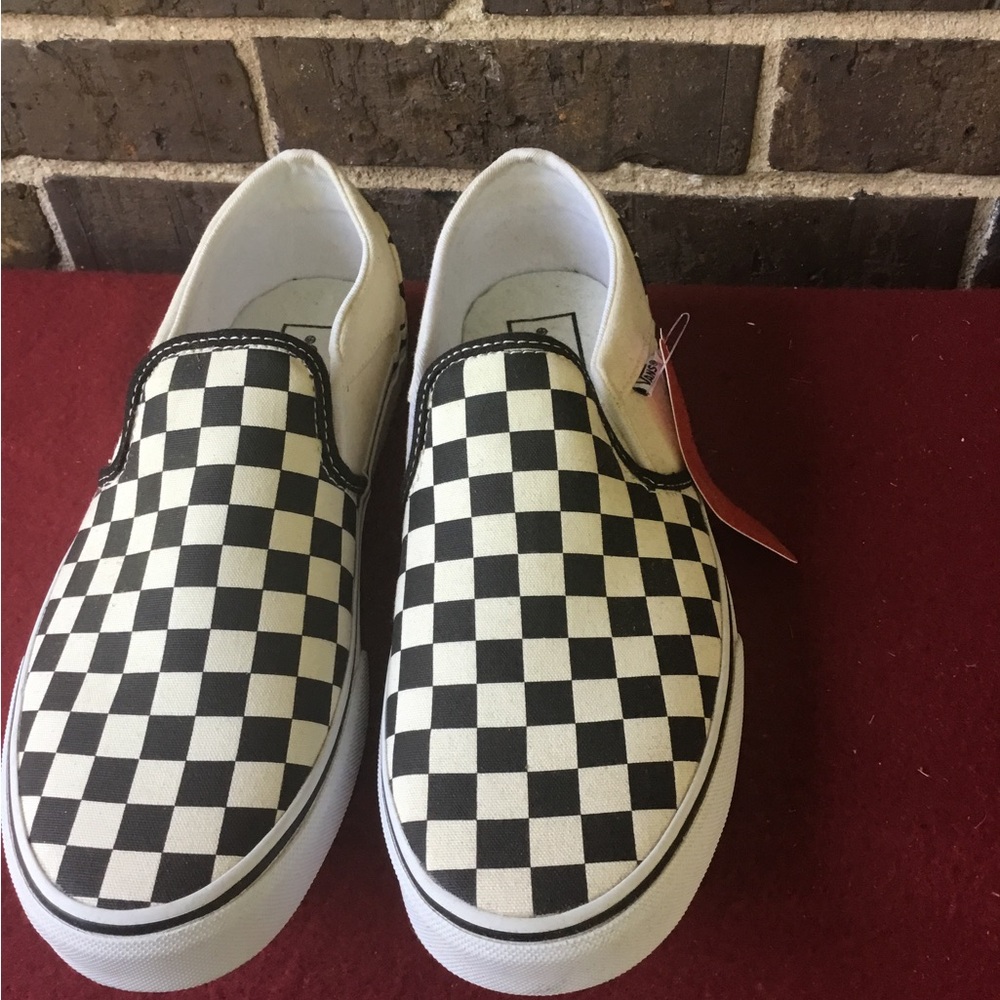 Vans Kids Slip-On Checkerboard Sneakers - Black & White